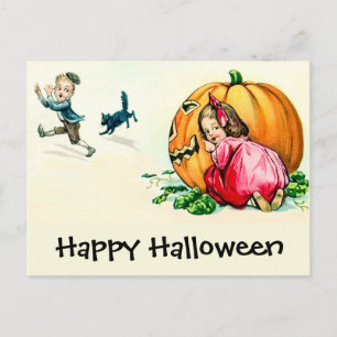 Carte Postale Vintage Halloween Enfants S'amusant