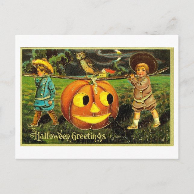 Carte postale vintage Halloween Jack-o-Lantern (Devant)