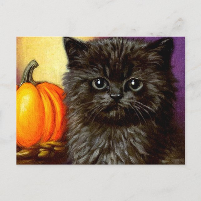 Carte Postale Vintage Halloween Kitten (Devant)