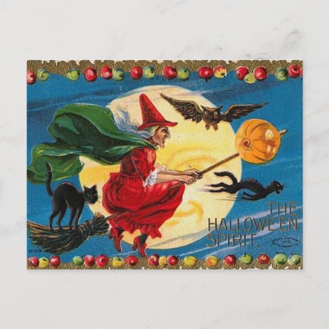 Carte Postale Vintage - Halloween - L'Esprit Halloween (Devant)