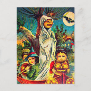 Carte postale vintage Halloween pour enfants citro