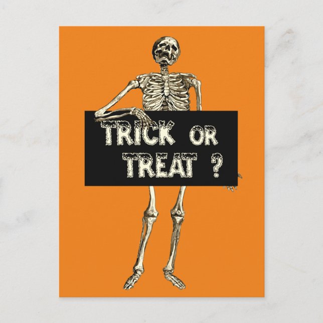 Carte Postale Vintage Halloween Trump ou Treat Skeleton (Devant)