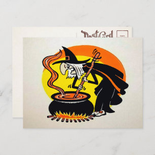 Carte postale vintage Halloween Witch