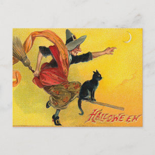 Carte postale vintage Halloween Witch
