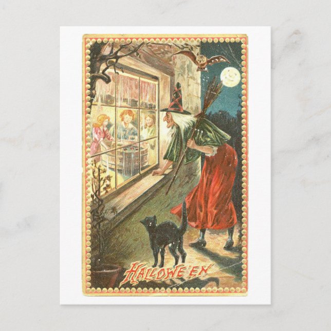 Carte postale vintage Halloween Witch (Devant)