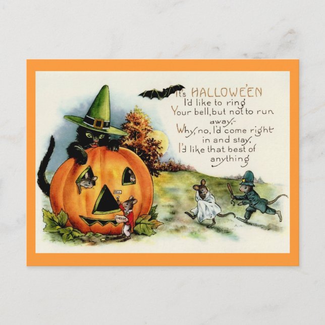 Carte postale vintage Halloween Witch (Devant)