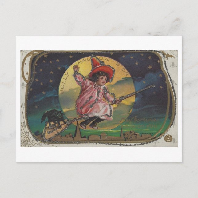Carte postale vintage Halloween Witch (Devant)