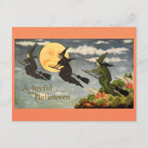 Carte Postale Vintage Halloween Witch Moon Retro Victorian