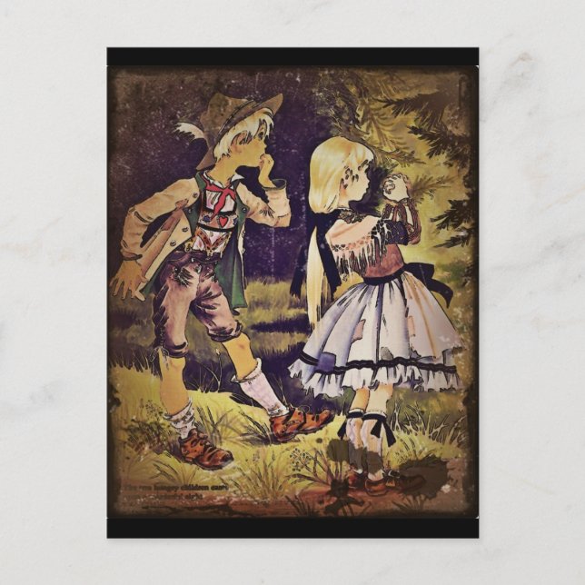 Carte Postale Vintage Hansel et Gretel Voir le chalet (Devant)