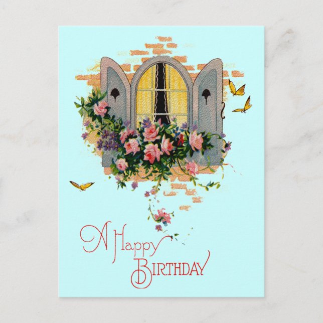 Carte Postale Vintage Happy Birthday (Devant)