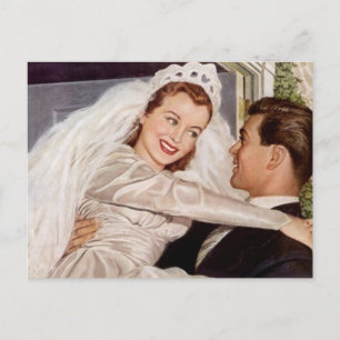Carte postale Vintage Happy Bride Groom Couple Mar
