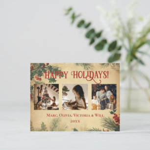 Carte postale vintage Happy Holidays Photo Holiday
