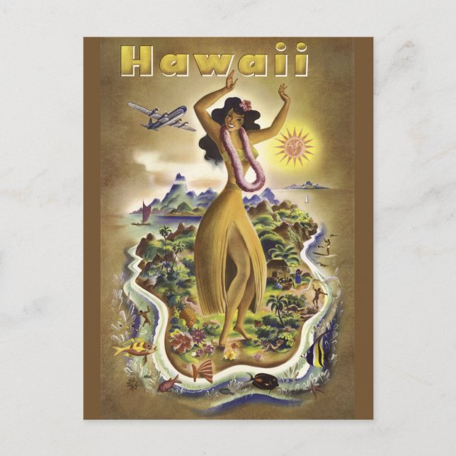 Carte Postale Vintage Hawaii 2 (Devant)