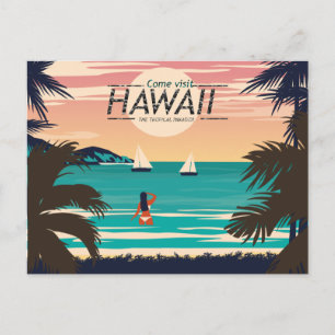 Carte Postale Vintage Hawaii Beach à Sunset Postcard