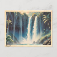Carte postale Vintage Hawaii Waterfall