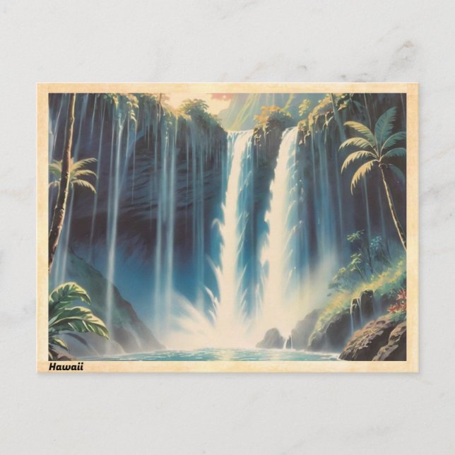 Carte postale Vintage Hawaii Waterfall (Devant)