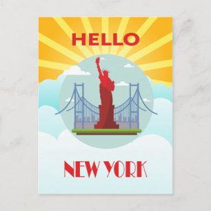Carte Postale Vintage Hello New York Travel