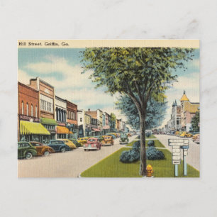 Carte Postale Vintage, Hill Street, Griffin, Géorgie