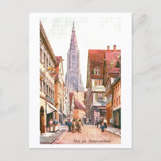 Carte Postale Vintage Hirschgasse, Ulm, Germany (Devant)