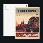 Carte Postale Vintage Hohenzollern Bridge Cologne cadeau alleman<br><div class="desc">"Hohenzollern Bridge décor" "Skyline wall art de Cologne" "Allemagne voyage souvenirs" "Hohenzollern Bridge wall décal" "Cologne cityscape canvas print" "Pont Hohenzollern" "Cologne points de repère" "Cologne travel guide" "allemand architecture print"</div>