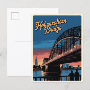 Carte Postale Vintage Hohenzollern Bridge Cologne cadeau alleman