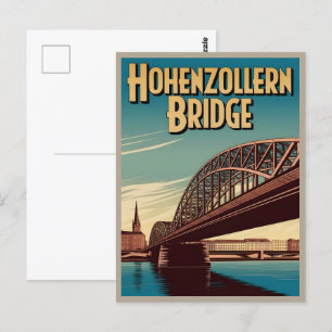 Carte Postale Vintage Hohenzollern Bridge Cologne cadeau alleman