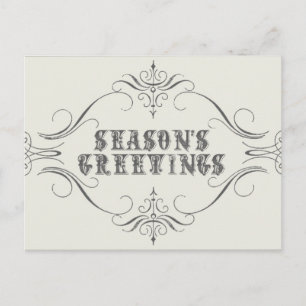 Carte postale vintage Holiday-white-Bonnes Fêtes