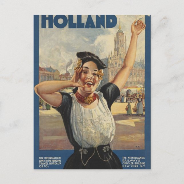 Carte Postale Vintage Holland Air Travel (Devant)
