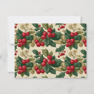 Carte Postale Vintage Holly et Berries Motif de Noël