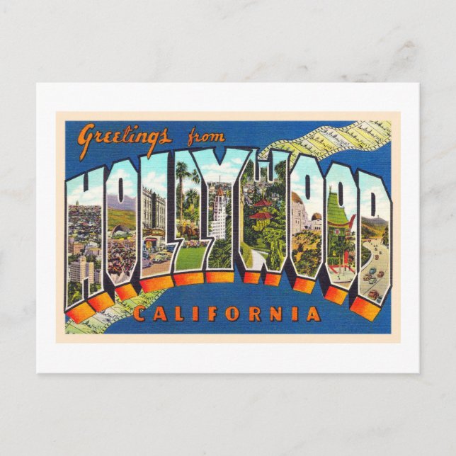 Carte postale Vintage Hollywood California (Devant)