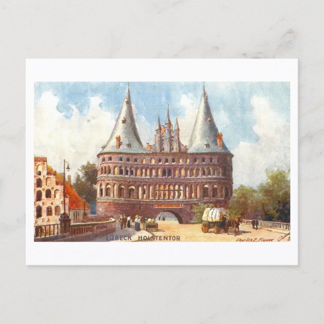 Carte Postale Vintage Holstentor in Lubeck, Germany (Devant)