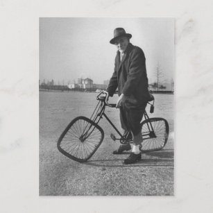 Carte Postale Vintage Homme drôle Faire un vélo Carré Roues