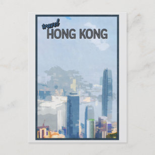 Carte Postale Vintage Hong Kong City Skyline Travel