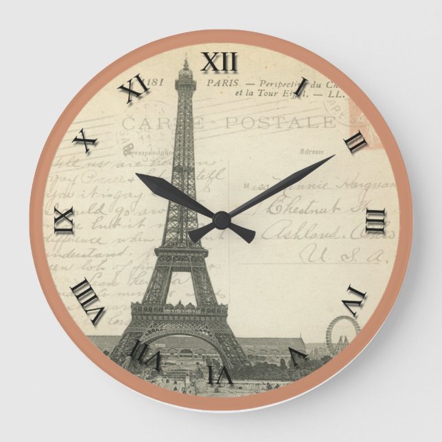 Carte postale vintage Horloge Tour Eiffel (Recto)