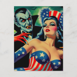 Carte Postale Vintage horreur vampire fille