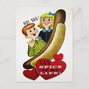 Carte Postale Vintage Hotdog Love