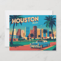 Carte postale vintage Houston | Salutations de Hou