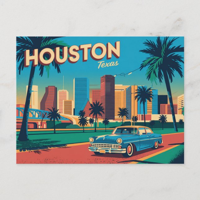 Carte postale vintage Houston | Salutations de Hou (Devant)