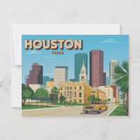 Carte postale vintage Houston | Salutations de Hou