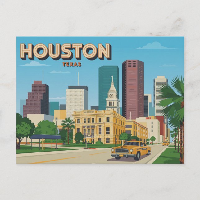 Carte postale vintage Houston | Salutations de Hou (Devant)