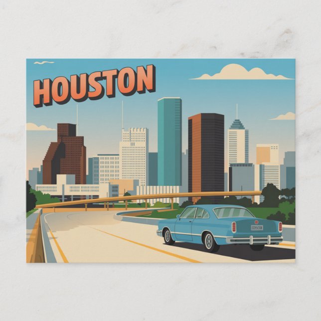 Carte postale vintage Houston | Salutations de Hou (Devant)