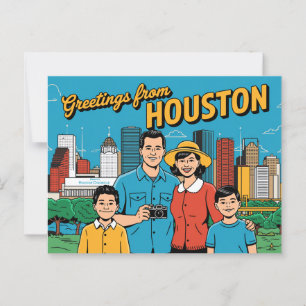 Carte postale vintage Houston Salutations de Hou