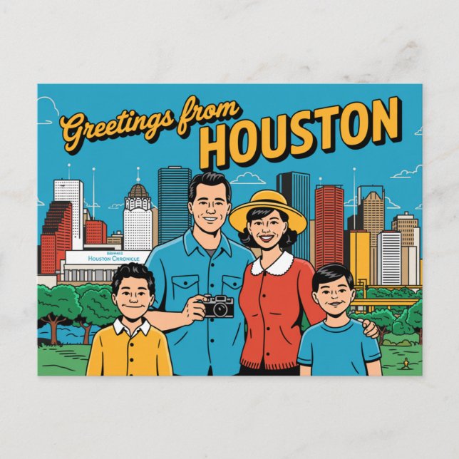 Carte postale vintage Houston | Salutations de Hou (Devant)