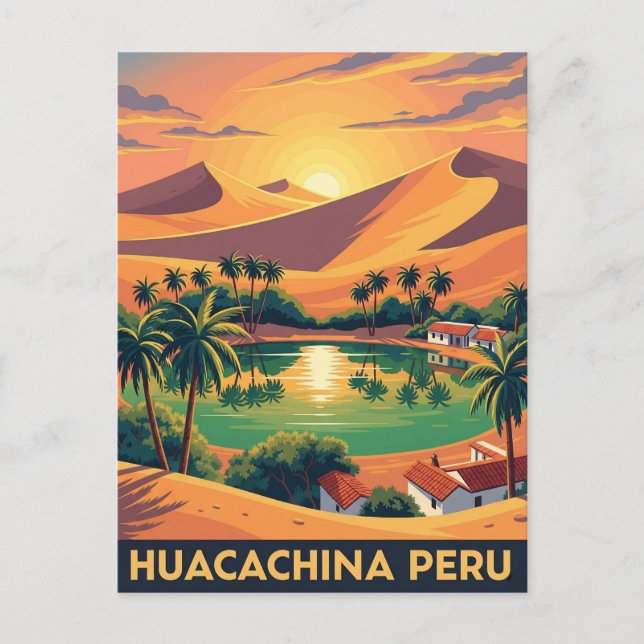 Carte Postale Vintage Huacachina Pérou Voyage (Devant)