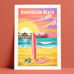 Carte Postale Vintage Huntington Beach Californie