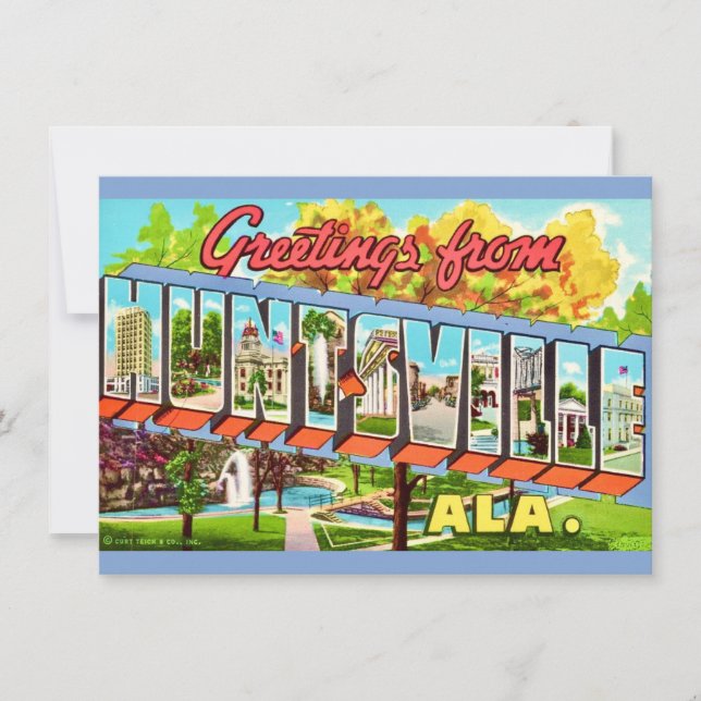 Carte postale Vintage Huntsville Alabama (Devant)