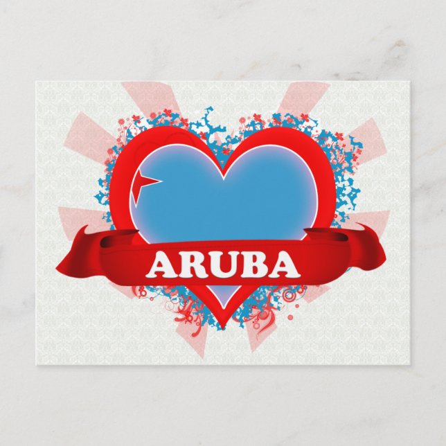 Carte Postale Vintage I Love Aruba (Devant)