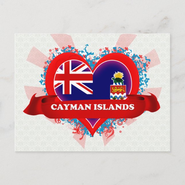 Carte Postale Vintage I Love Cayman Islands (Devant)