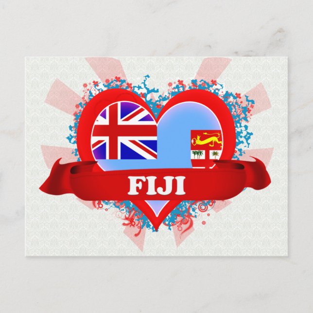 Carte Postale Vintage I Love Fiji (Devant)