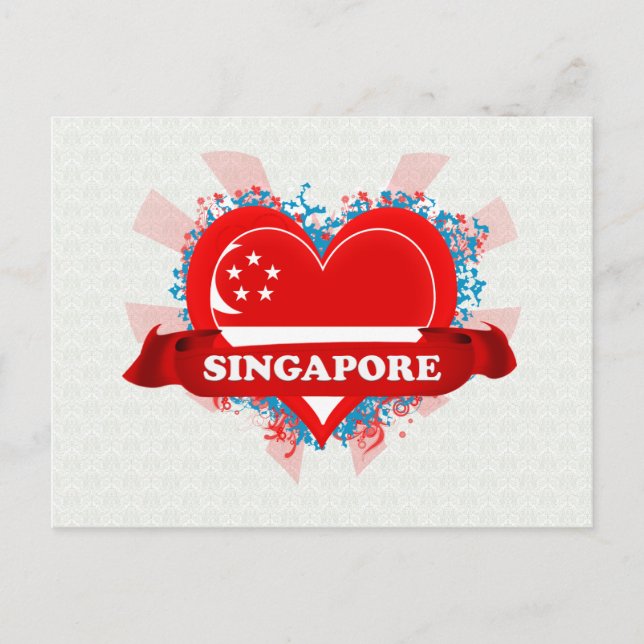 Carte Postale Vintage I Love Singapour (Devant)